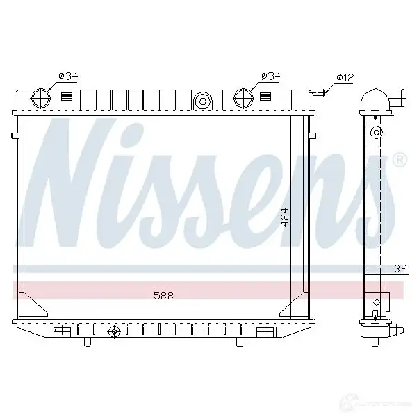 Радиатор охлаждения двигателя NISSENS 64067A 5707286216365 QN9R I 1220189 - Изображение 1