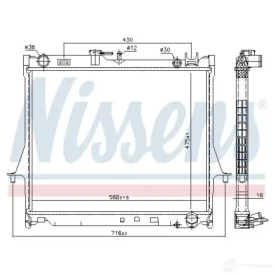 Радиатор охлаждения двигателя NISSENS 5707286195387 61230 1218316 F SX2KVP изображение 0