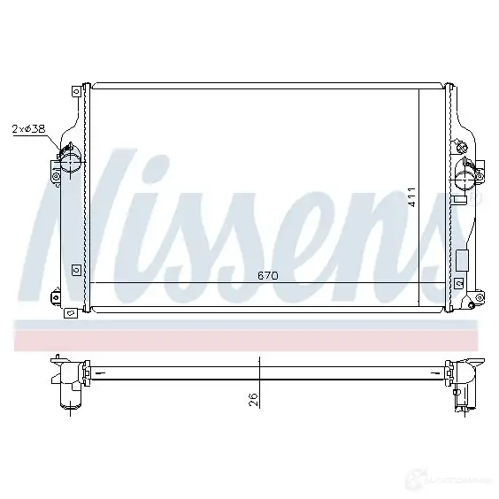 Радиатор охлаждения двигателя NISSENS QM0 EB4B 67224A 1221140 5707286269620 - Изображение 1