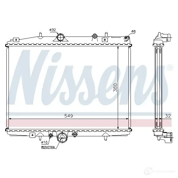 Радиатор охлаждения двигателя NISSENS 5707286195578 61292A 1218336 D NSNA изображение 1
