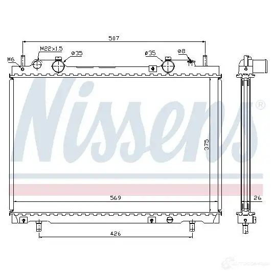 Радиатор охлаждения двигателя NISSENS 1218494 N2K0 B 61672A 5707286197534 изображение 1