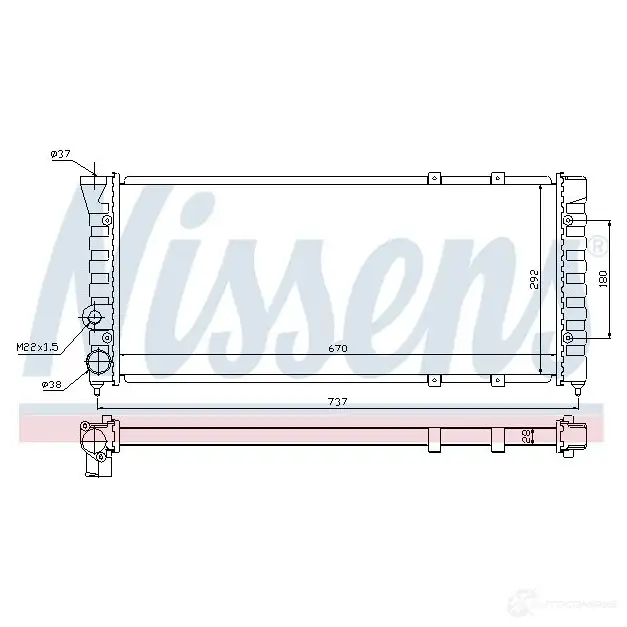 Радиатор охлаждения двигателя NISSENS 5707286229167 67900 2Y7G3R X 1221353 изображение 1