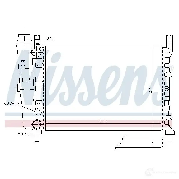 Радиатор охлаждения двигателя NISSENS 5707286397361 T SSEUT 1219390 628973 - Изображение 1