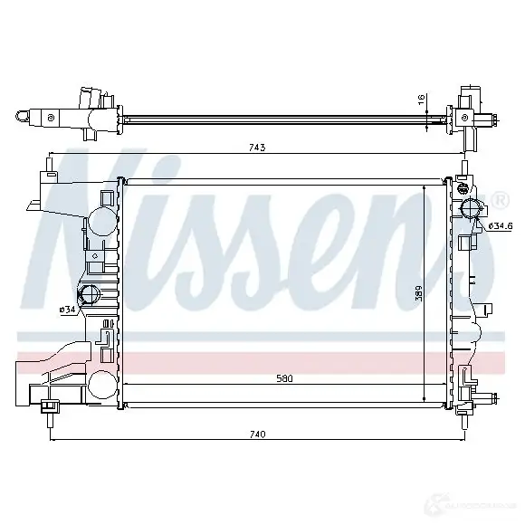 Радиатор охлаждения двигателя NISSENS KBXPS2 R 1218512 616903 5707286389410 изображение 1