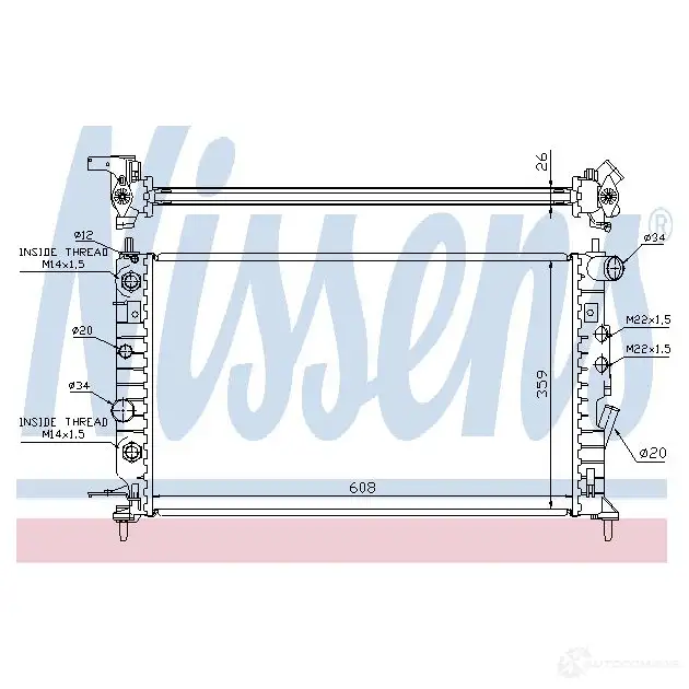 Радиатор охлаждения двигателя NISSENS 1219606 30G AK 63078a 5707286209503