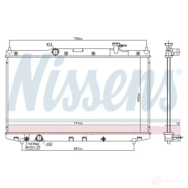 Радиатор охлаждения двигателя NISSENS 62456a 1219048 RV5F V 5707286202757