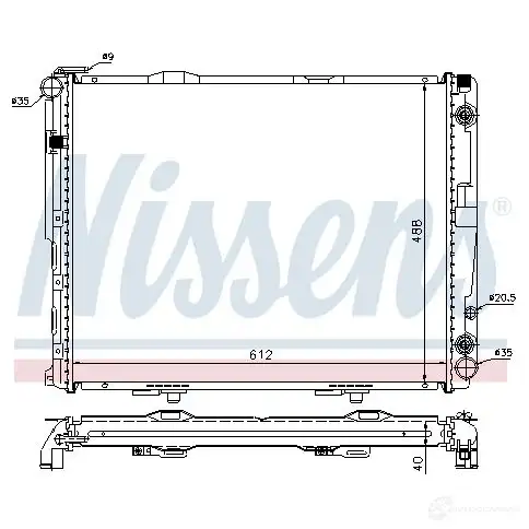 Радиатор охлаждения двигателя NISSENS 5707286205819 62762A 1219264 D J4EZ изображение 1