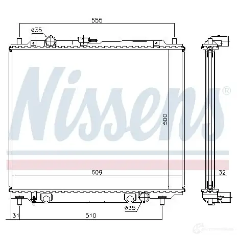 Радиатор охлаждения двигателя NISSENS S1 3G0K 5707286206212 62801 1219289 изображение 4