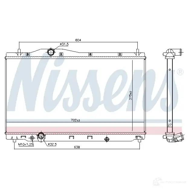 Радиатор охлаждения двигателя NISSENS 606701 1424560908 U3EW1 3X 5707286475410 изображение 1