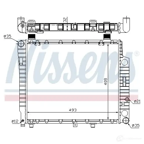 Радиатор охлаждения двигателя NISSENS 5707286209527 Q F7F70O 63082 1219613 - Изображение 1