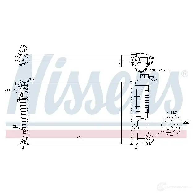 Радиатор охлаждения двигателя NISSENS 61316A WG 1QIR 1218356 5707286195813 изображение 1