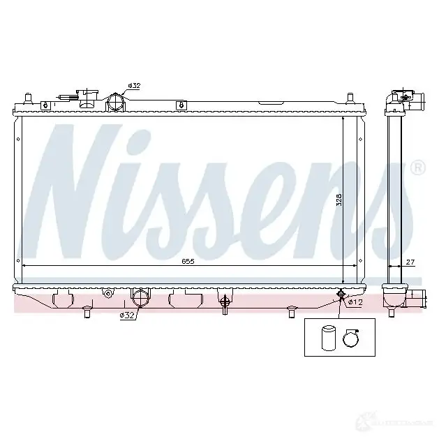 Радиатор охлаждения двигателя NISSENS U 94LUCA 61734 5707286197756 1218540 изображение 1