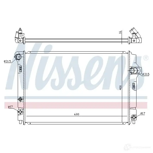 Радиатор охлаждения двигателя NISSENS J2F9H 2 646873 1220470 5707286372979 изображение 1