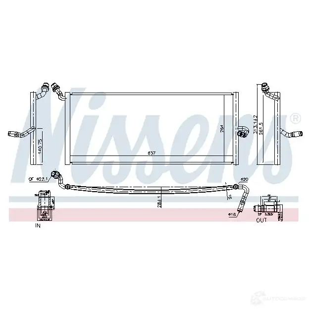 Радиатор охлаждения двигателя NISSENS 1219569 G7 DH7YS 630737 5707286350052 - Изображение 1