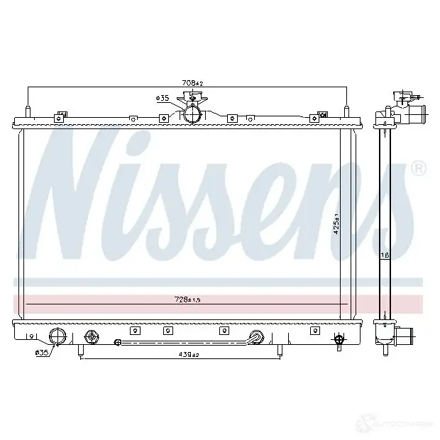 Радиатор охлаждения двигателя NISSENS 1219392 5707286397385 AC IG8DS 628975 изображение 1