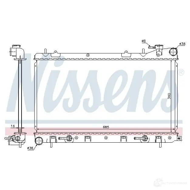 Радиатор охлаждения двигателя NISSENS 67715 1221325 T CK7AO 5707286350885 изображение 5