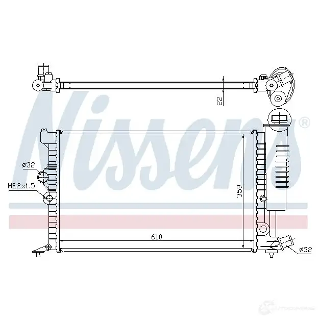 Радиатор охлаждения двигателя NISSENS 1219867 5Z C8DI 5707286212862 63713A изображение 1