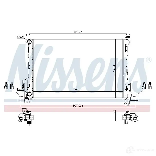 Радиатор охлаждения двигателя NISSENS V 604E 63943A 5707286215214 1220104 - Изображение 1