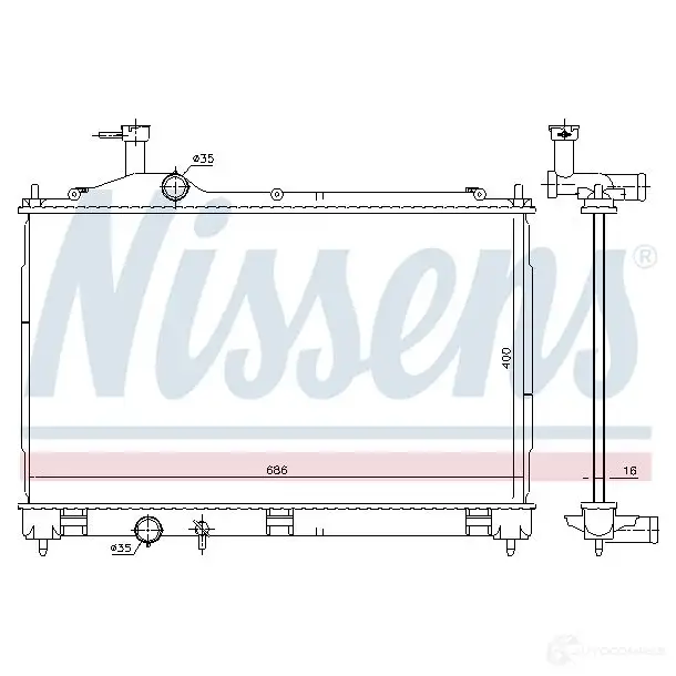 Радиатор охлаждения двигателя NISSENS 628967 1219385 5707286379398 0A J2P изображение 4