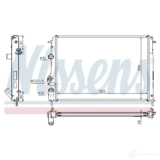 Радиатор охлаждения двигателя NISSENS 0LREJK T 5707286221369 1220682 65152a изображение 0