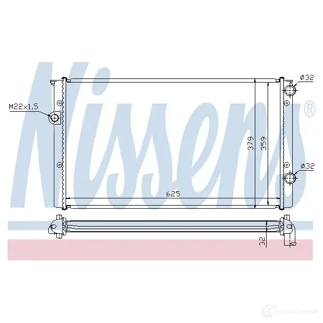 Радиатор охлаждения двигателя NISSENS 5707286222144 6154738 VY0G S 65246a