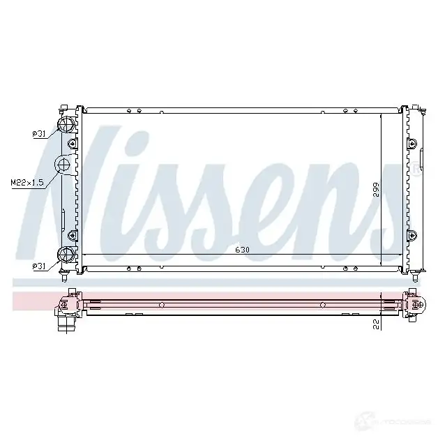 Радиатор охлаждения двигателя NISSENS 83 51168000 R1YB5 1221684 69606A - Изображение 1