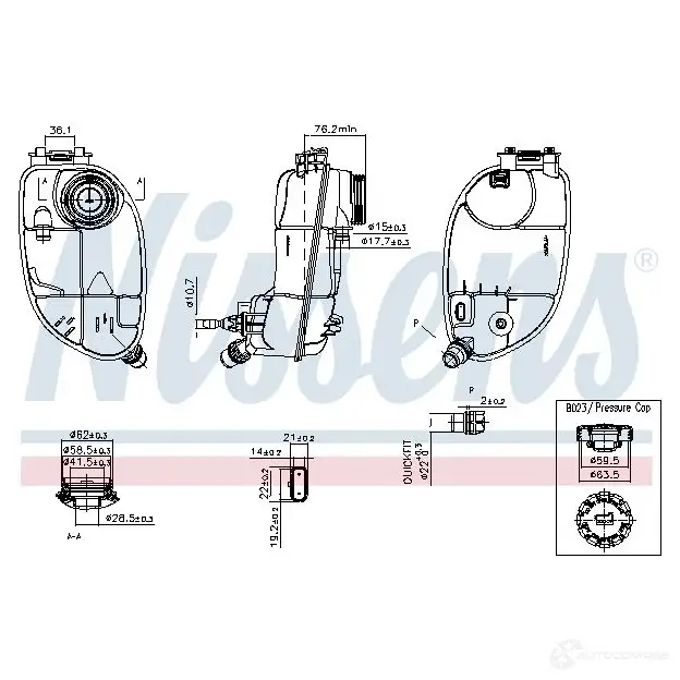 Расширительный бачок NISSENS 996265 1437933965 ZS20N WV изображение 0