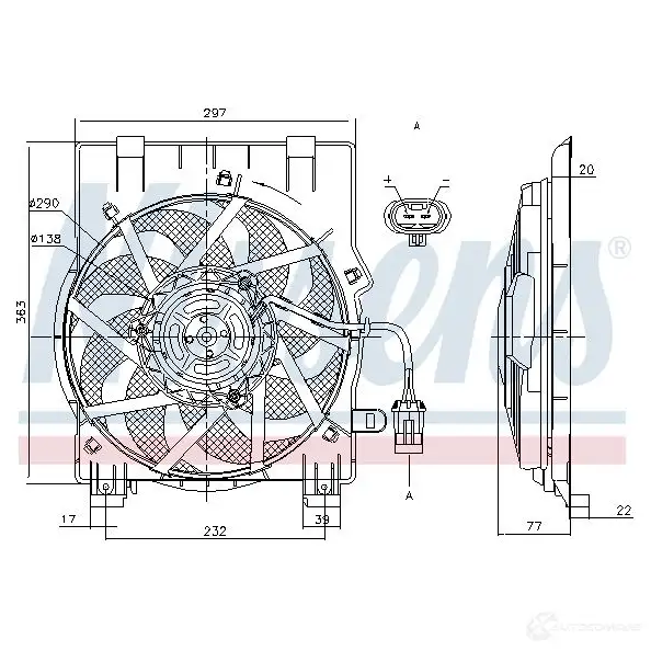 Вентилятор радиатора NISSENS 1222416 5707286243057 85197 9J KX4 изображение 1