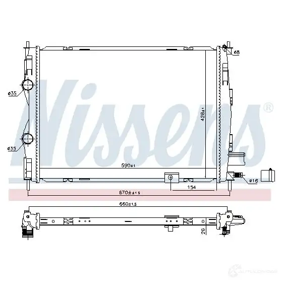 Радиатор печки, теплообменник NISSENS 77504 7TS0Z 5 5707286235717 1222160 - Изображение 1