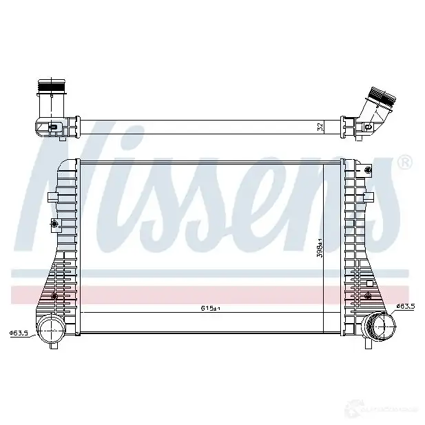 Интеркулер NISSENS 5707286343276 4X7B PB 1227046 96575 изображение 1