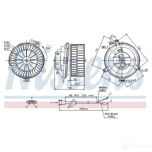 Моторчик вентилятора печки NISSENS 87153 X5 KN8 5707286387232 1223125 изображение 5