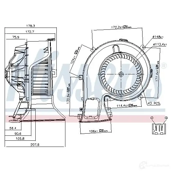 Моторчик вентилятора печки NISSENS 87067 A3I1 L 5707286378483 1223061 изображение 4