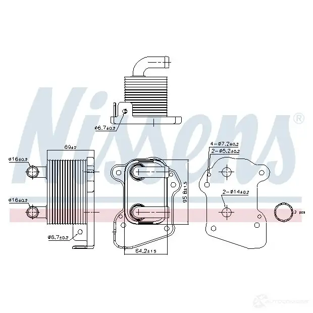 Масляный радиатор двигателя NISSENS 90978 C4 H57 1224390 5707286422254 изображение 5