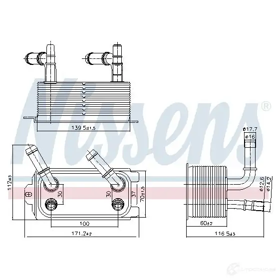 Масляный радиатор двигателя NISSENS 91300 1437934329 AFK 95 изображение 4