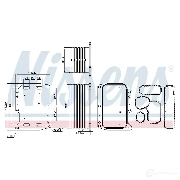 Масляный радиатор двигателя NISSENS 90922 5707286411869 A K3AK 1224352 изображение 5