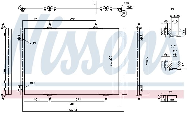 Радиатор кондиционера NISSENS 941276 4V E6DMN 1440218629