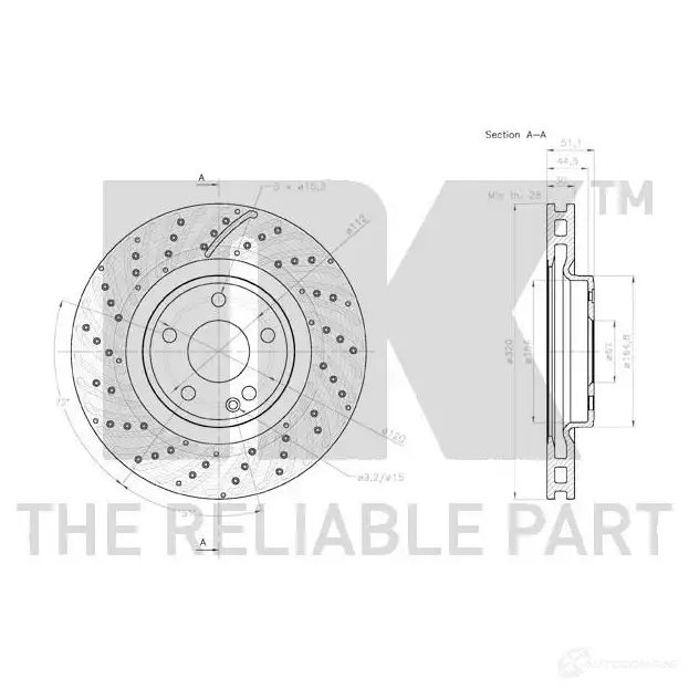 Тормозной диск NK 1241829 48QK W 3133124 5703858763282 изображение 2