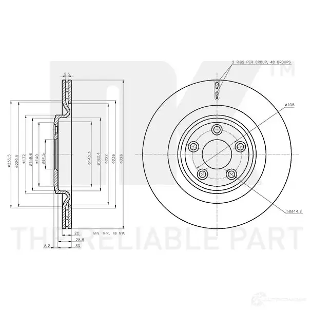 Тормозной диск NK 311227 MVNH L 1438032489 изображение 2