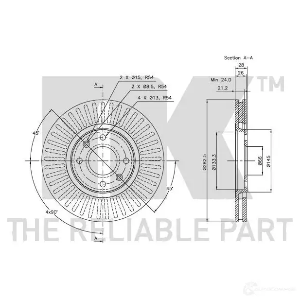 Тормозной диск NK 5703858764043 313720 1242080 2KLD2W X изображение 2