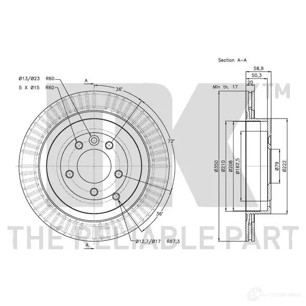 Тормозной диск NK 5703858735388 204029 1234201 ZXX NM3Z изображение 2