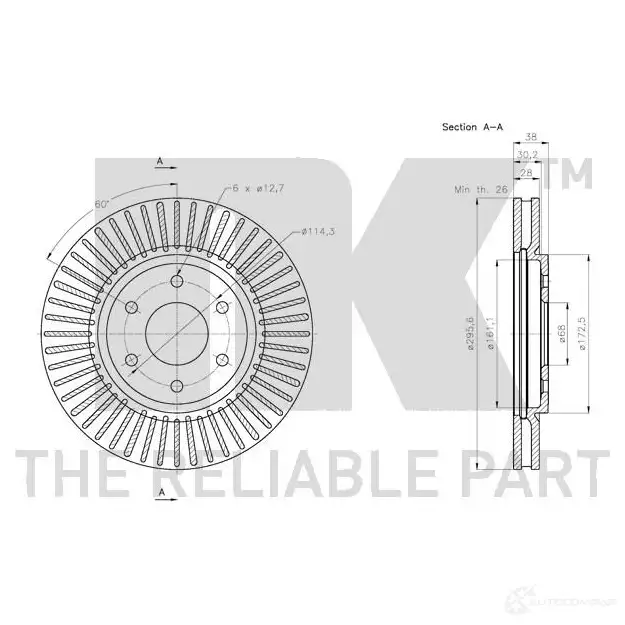 Тормозной диск NK 1233350 2Z 6C93 202275 5703858746520 изображение 2