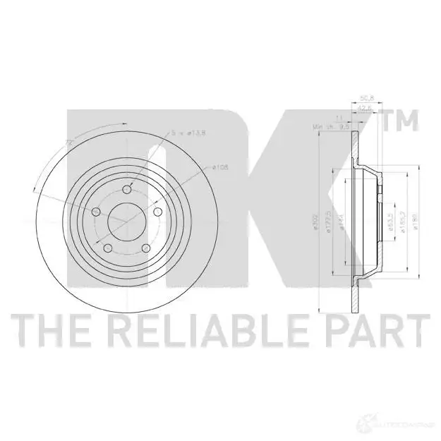 Тормозной диск NK XSR70 V 1241539 5703858767709 3125101 - Изображение 1