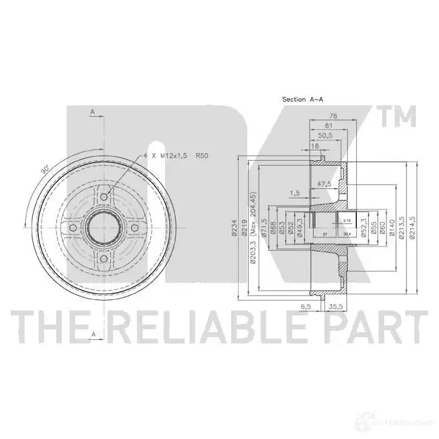 Тормозной барабан NK 5703858567361 D8ZY1 KH 253910 1239661 изображение 2