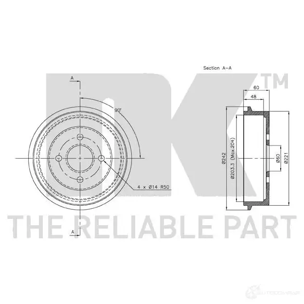 Тормозной барабан NK 1239752 P78 W7 5703858150310 254804 изображение 1