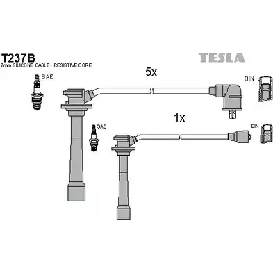 Высоковольтные провода зажигания TESLA T237B Q64T22 RWF6 F 2695487 изображение 0