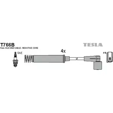 Высоковольтные провода зажигания TESLA T766B 2695863 15SDZT 9QIRHA L изображение 0