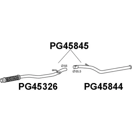 Выхлопная труба глушителя VENEPORTE PG45845 88ZMP NA4 7OD 2709790