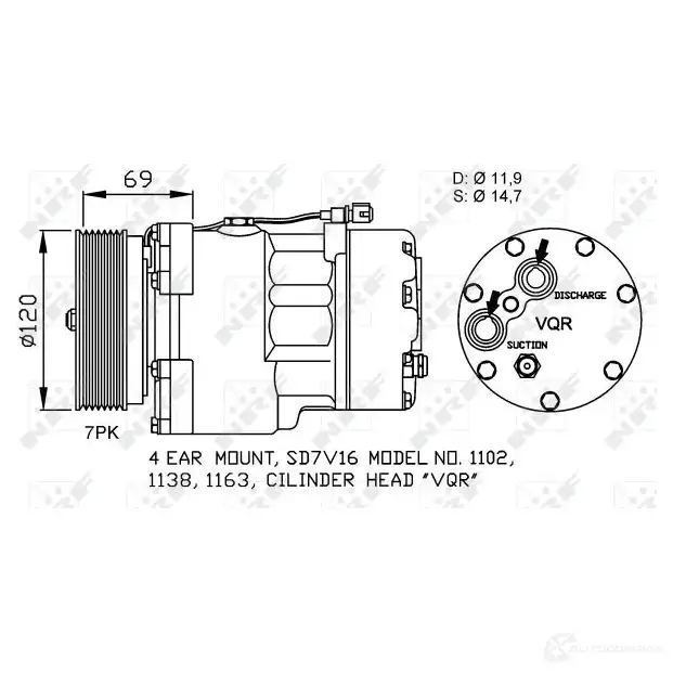 Компрессор кондиционера NRF 32228 1786220 3IN0 J 8718042016720 изображение 4