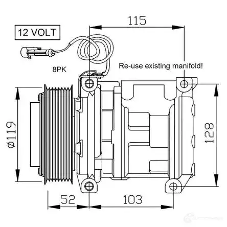 Компрессор кондиционера NRF KM PZ9R 1786596 8718042093233 32660 изображение 0