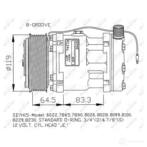 Компрессор кондиционера NRF 1786176 32191g 8718042134264 SQTW 995 - Изображение 1